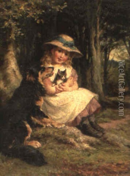 The Favoured Pet Oil Painting - George Augustus Holmes