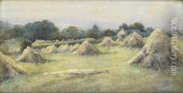 Haystacks Oil Painting - Mildred Anne Butler