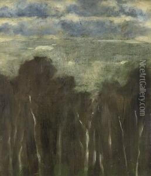 Baume Am Waldesrand. Oil Painting - Louis Eysen