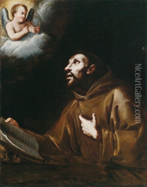 Der Heilige Franziskus - San Francesco Oil Painting - Giovanni Battista Crespi (il Cerano)
