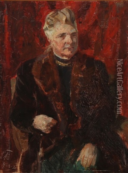 Portrait Of Maren Bendixen Oil Painting - Laurits Regner Tuxen
