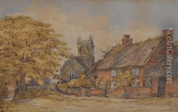 Village Scene Oil Painting - Samuel William Oscroft