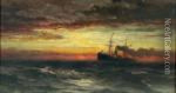 On The High Sea Oil Painting - Edward Moran