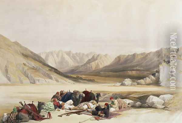 Approach to Mount Sinai, Wady Barah, February 17th 1839, plate 122 from Volume III of The Holy Land, engraved by Louis Haghe 1806-85 pub. 1849 Oil Painting - David Roberts