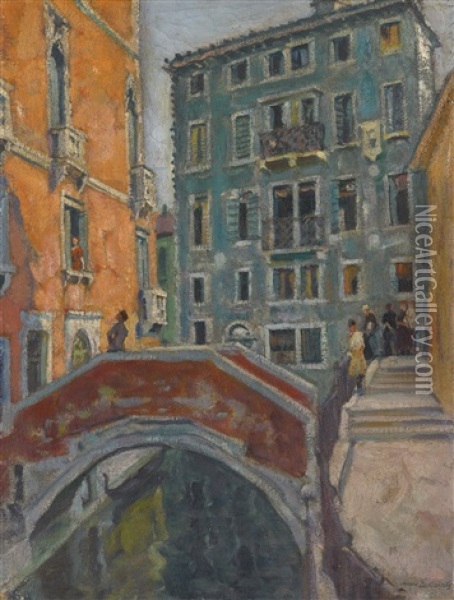 Venetian Canal Scene Oil Painting - Arnold Borisovich Lakhovsky