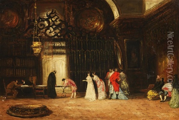 Der Heiratsantrag Oil Painting - Eugenio Lucas Velazquez