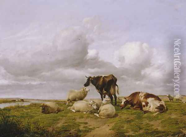 Canterbury Meadows, 1862 Oil Painting - Thomas Sidney Cooper