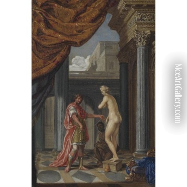 Pygmalion And Galathea Oil Painting - Joseph Werner the Younger