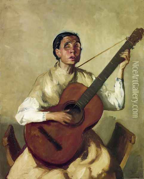 Blind Spanish Singer Oil Painting - Robert Henri
