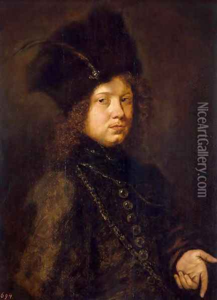 Portrait of a Young Man in a Fur Hat Oil Painting - Christoph Paudiss