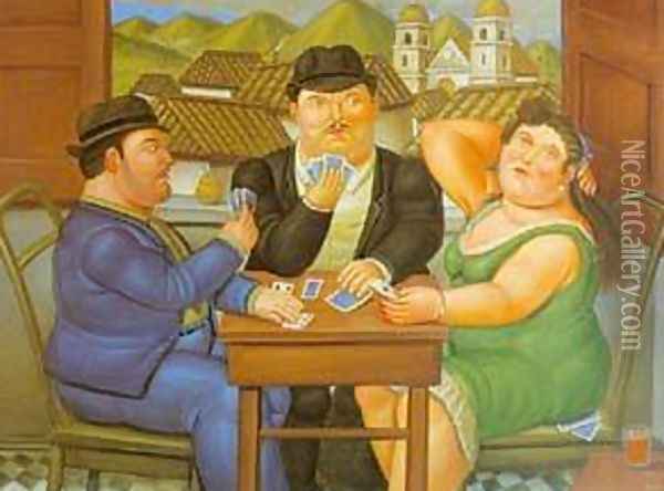 The Card Player 1996 Oil Painting - Fernando Botero
