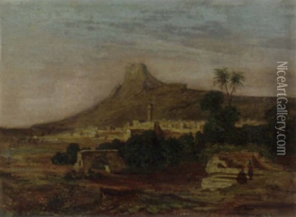An Oriental Town In A Valley Oil Painting - Carl Friedrich Heinrich Werner