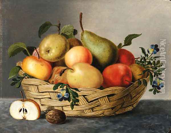 A basket of fruit Oil Painting - Jan Hendrik Aikes