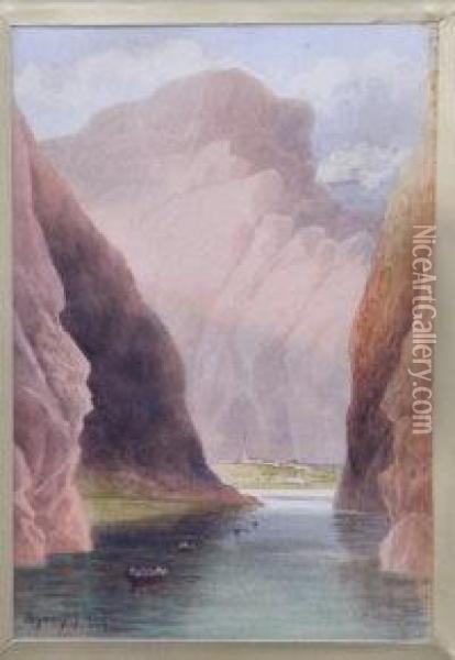 Norwegian Fjord Oil Painting - Sydney E. Hart