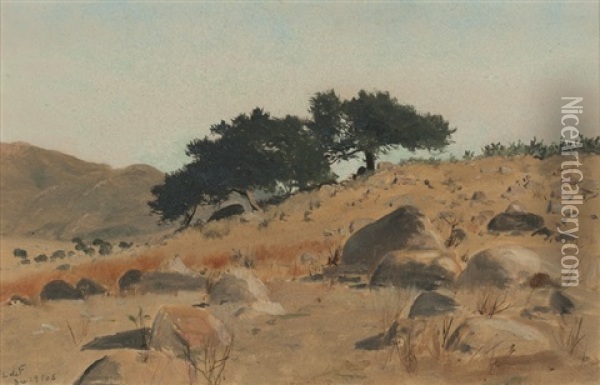 Foothill Landscape With Oak Trees Oil Painting - Lockwood de Forest