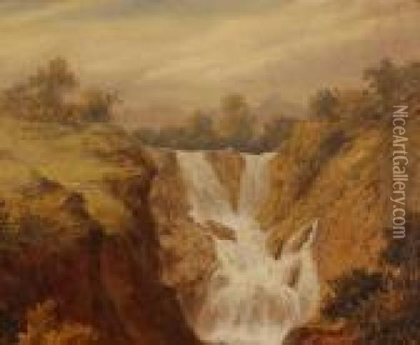 Highland Waterfall Oil Painting - William Henry Mander