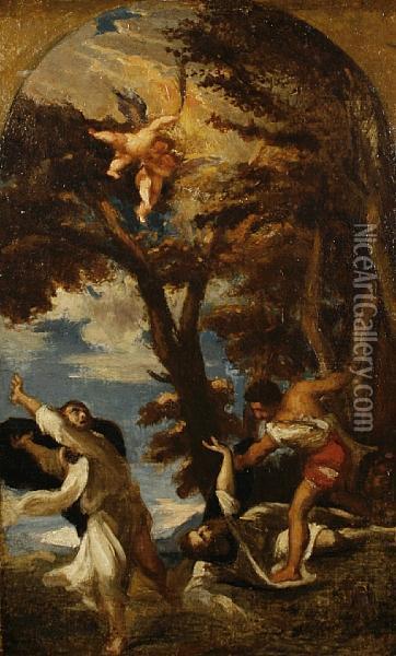 Martyrdom Of Saint Peter Martyr Oil Painting - Tiziano Vecellio (Titian)