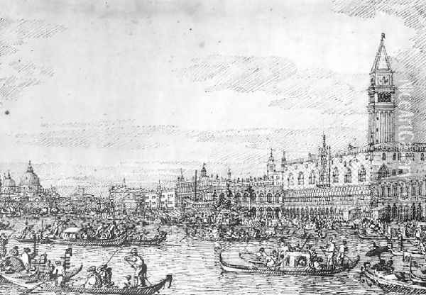 Venice The Canale Di San Marco With The Bucintoro At Anchor Oil Painting - (Giovanni Antonio Canal) Canaletto