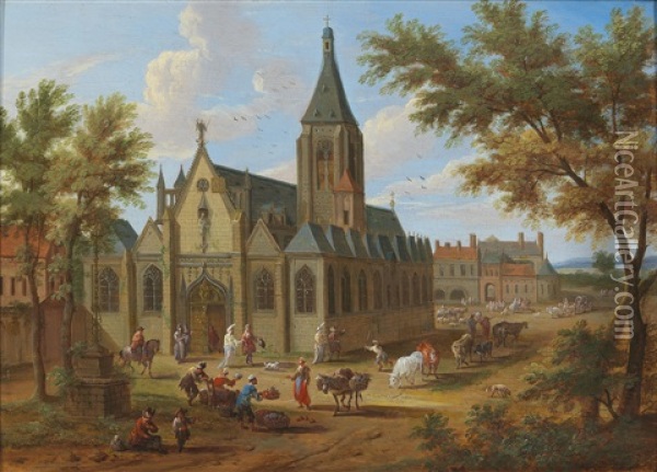 A View Of The Eglise De Saint Sulpice In Paris Oil Painting - Mathys Schoevaerdts
