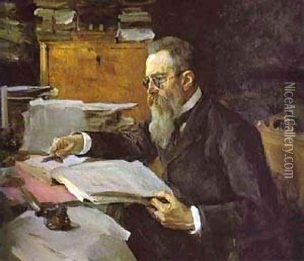 Portrait Of The Composer Nikolay Rimsky Korsakov 1898 Oil Painting - Valentin Aleksandrovich Serov