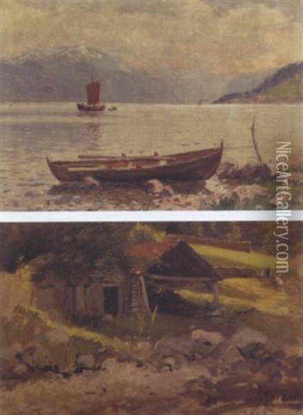 View Of A Fjord Oil Painting - Hans Dahl