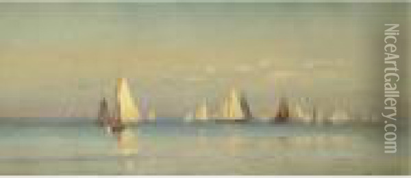 Sailboats On A Calm Sea Oil Painting - Mauritz F. H. de Haas