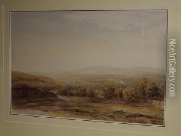 A Moorland Scene, With Barden Tower In Thedistance Oil Painting - James Orrock