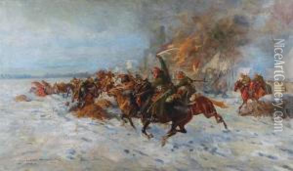 Bitwa Z Bolszewikami Oil Painting - Leonard Winterowski