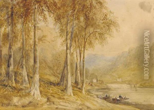 New Weir On The River Wye Oil Painting - David I Cox