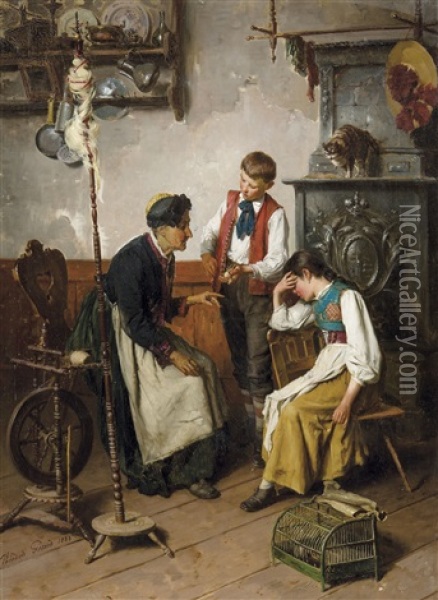 Les Paroles Consolatrices De Grand-mere Oil Painting - Theodore Gerard
