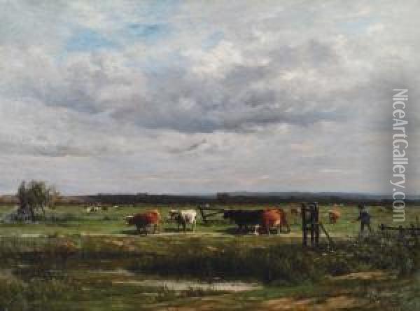 Vaches Au Paturage Oil Painting - Louis Marie Lemaire