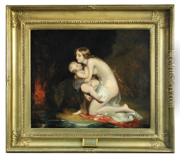 The Infant Moses With His Mother Oil Painting - William Etty