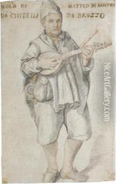 Portrait Of A Street Musician Oil Painting - Federico Zuccaro
