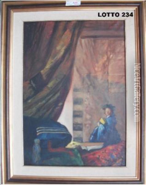 Dante Oil Painting - Attilio Andreoli