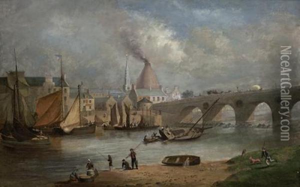 The Clyde At Jamaica Bridge Oil Painting - John Fleming