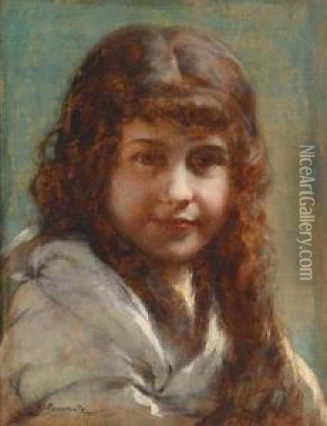 Portrait Of A Young Girl Oil Painting - Georg Papperitz