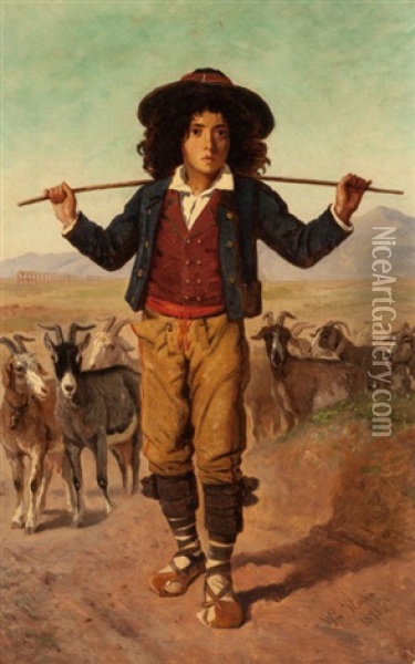 The Roman Goat Herder Oil Painting - William Hahn