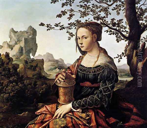 Mary Magdalene c. 1528 Oil Painting - Jan Van Scorel