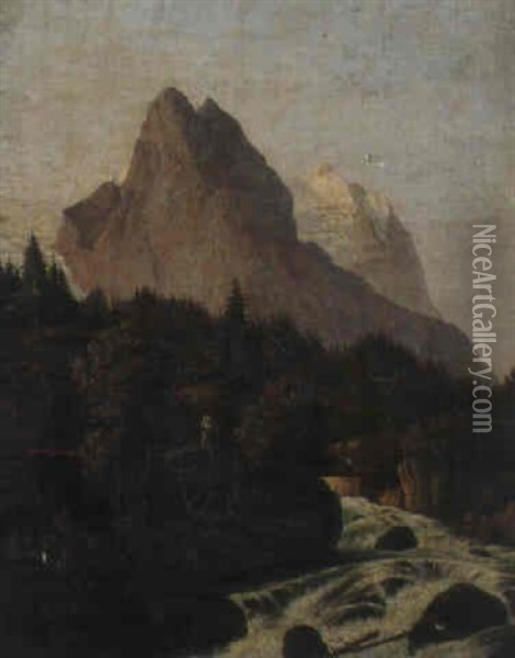 Das Wetterhorn Oil Painting - Johann Rudolf Dill
