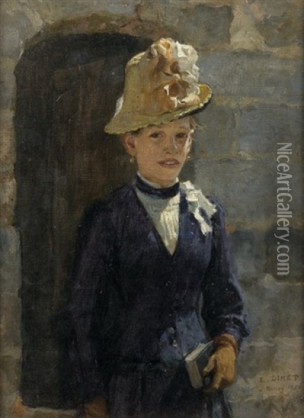 Elegante Femme Au Chapeau Oil Painting - Alphonse Etienne Dinet