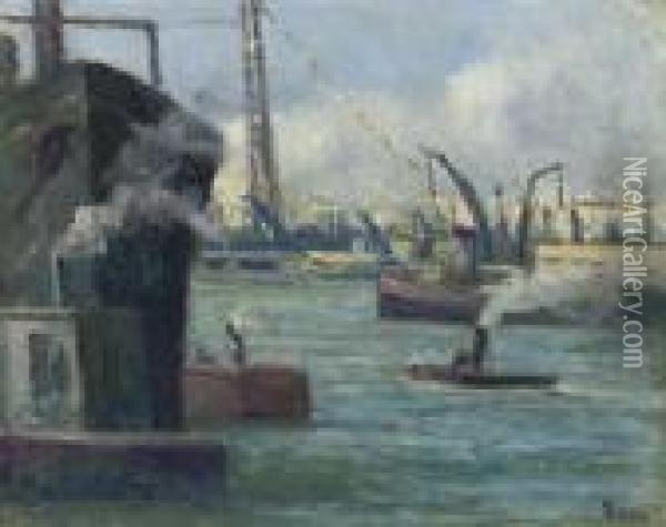 Le Port De Rouen Oil Painting - Maximilien Luce