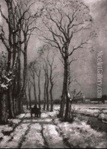 Winterlandschaft Mit Pferdewagen Oil Painting - Vaclav Brozik
