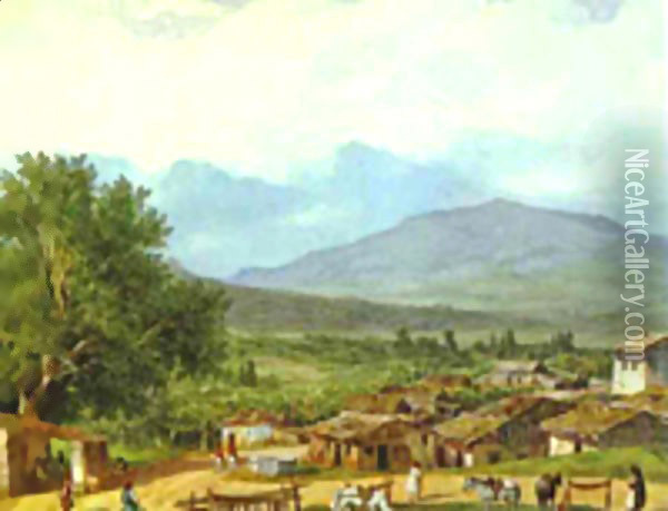 Village of San Rocco near the Town of Corfu 1835 Oil Painting - Julia Vajda