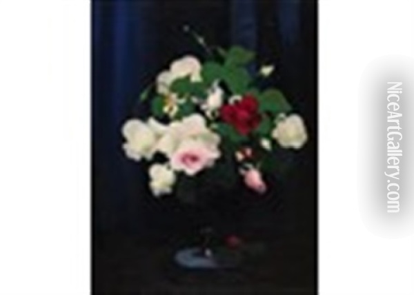 White, Red And Pink Roses Oil Painting - Stuart James Park