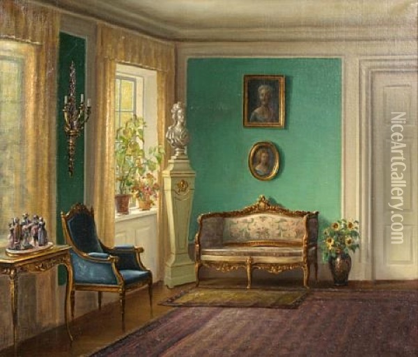 The Drawing Room Oil Painting - Hans Hilsoe