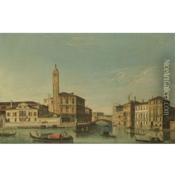 Venice, A View Of San Geremia And The Entrance To The Cannaregio Oil Painting -  Master of the Langmatt Foundation Views