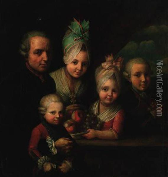 A Family Portrait Group Oil Painting - Guillaume Dominique Doncre