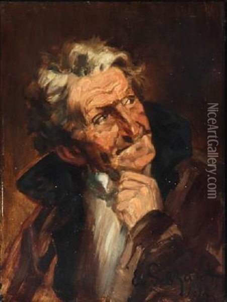 Portrait Of A Gentleman Oil Painting - Eduard (Karl-Franz) von Gebhardt