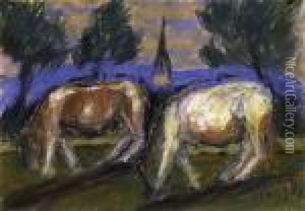 Cows Oil Painting - Istvan Nagy