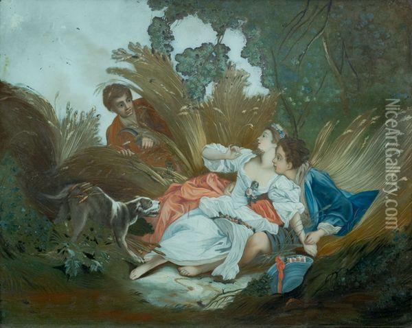 Annette Et Lubin Surpris Par Le Bailli Oil Painting - Francois Boucher